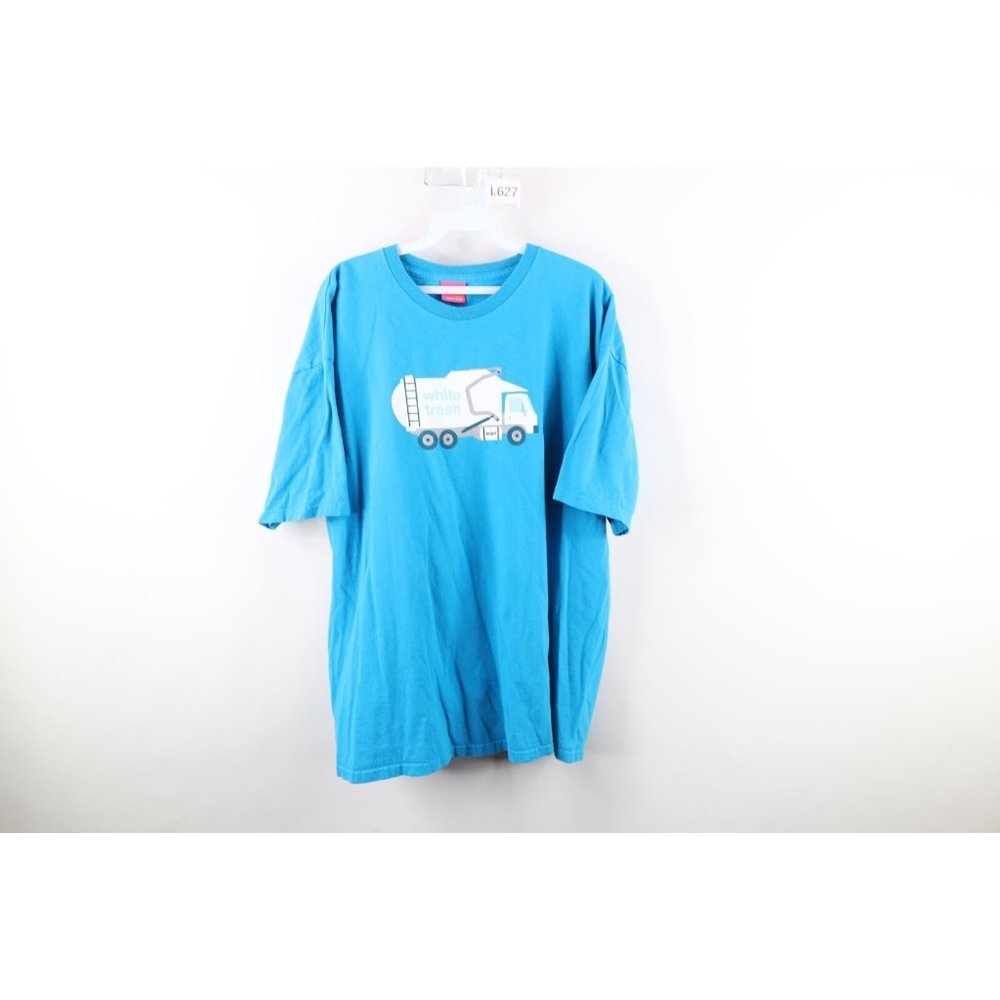 Vintage Enjoi Skateboards Mens XL Distressed Spell Out White Trash T-Shirt Blue